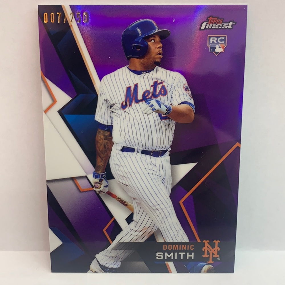 2018 Topps Finest Dominic Smith Mets Purple Refractor RC #36 SN 0006/250 (MISC7)